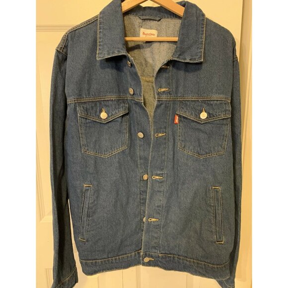 New Budweiser Denim Men’s Sz L‎ Blue Trucker Button Jean Logo Jacket NWT - Picture 7 of 11